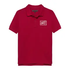 TOMMY HILFIGER - Polo rojo varsity con logo gráfico