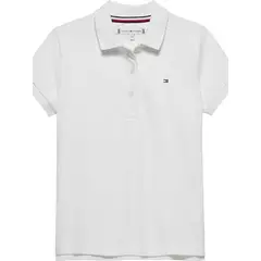 TOMMY HILFIGER - Polo blanco Para Niña con puños festoneados