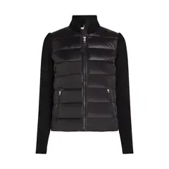 TOMMY HILFIGER - Chaqueta negra acolchada de cuello alto con cierre de cremallera