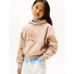 TOMMY HILFIGER - Buzo café con capota y logo tonal