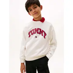 TOMMY HILFIGER - Saco blanco de cuello redondo con logo
