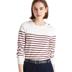 TOMMY HILFIGER - Saco blanco de cuello redondo con botones dorados