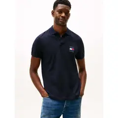 TOMMY HILFIGER - Polo azul de corte regular con logo gráfico