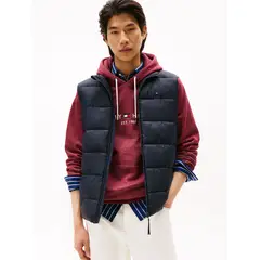 TOMMY HILFIGER - Chaleco azul de cuello alto acolchado