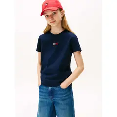 TOMMY HILFIGER - Camiseta azul con logo de strass