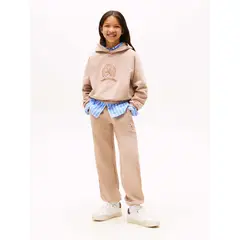 TOMMY HILFIGER - Joggers café Para Niña de punto con escudo bordado