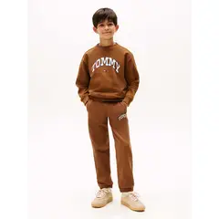 TOMMY HILFIGER - Joggers café de felpa con logo universitario