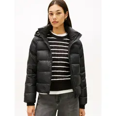 TOMMY HILFIGER - Chaqueta negra de plumón que repele el agua
