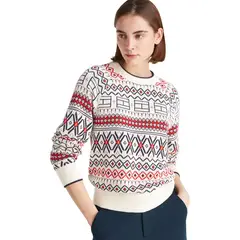 TOMMY HILFIGER - Cárdigan blanco cuello v con diseño AOP Fair isle