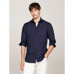 TOMMY HILFIGER - Camisa negra flex poplin de corte slim