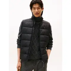 TOMMY HILFIGER - Chaleco negro de cuello alto acolchado