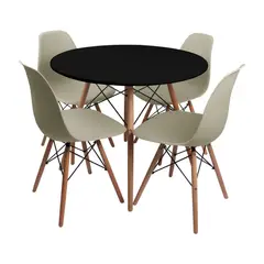 BOXBIT - COMEDOR 4 PUESTOS RENDONDO NEGRO/EAMES
