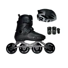 ONWHEELS - Patines En Linea Semiprofesionales Kit Con Protecciones Negro S 31 Ajustables a 34