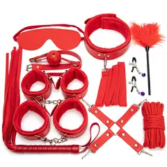 GENERICO - Kit Bondage 10 piezas Rojo