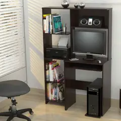 INVAL - Escritorio y Biblioteca 2 en 1 Centro de Computo Wengue