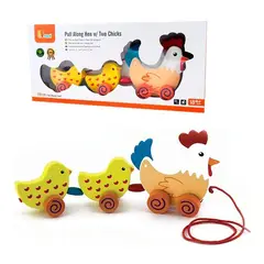 VIGA - Juguete Gallina de Arrastre con Dos Pollitos