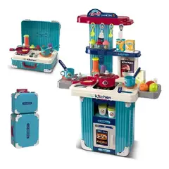 XIONG CHENG - Cocina de Juguete Infantil 3 en 1 con Estufa, Accesorios y Maleta Portátil
