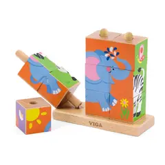 VIGA - Cubos Apilables Animales Salvajes Niños