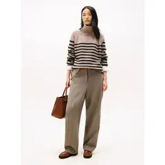 TOMMY HILFIGER - Pantalón marrón de pierna recta con corte amplio