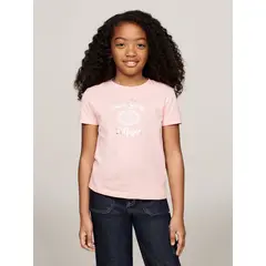 TOMMY HILFIGER - Camiseta rosa Para Niña con logotipo metalizado