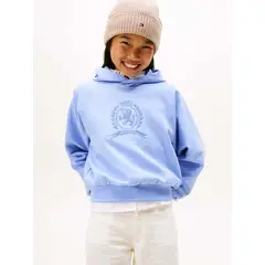 TOMMY HILFIGER - Buzo celeste con capota y logo tonal