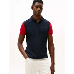 TOMMY HILFIGER - Polo azul de corte regular con diseño color block RWB