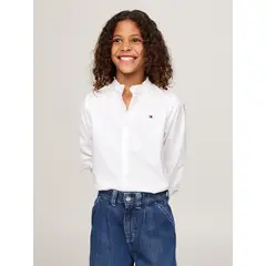 TOMMY HILFIGER - Blusa blanca Para Niña de popelín con volantes