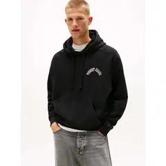 TOMMY HILFIGER - Buzo negro con capota y logo gráfico Tommy Jeans