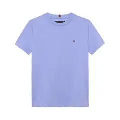 TOMMY HILFIGER - Camiseta celeste de punto con logo bordado