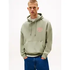 TOMMY HILFIGER - Buzo beige con capota y logo gráfico