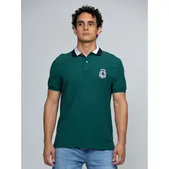 TOMMY HILFIGER - Polo verde en piqué de corte regular