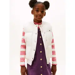 TOMMY HILFIGER - Chaleco blanco acolchado amplio de plumón
