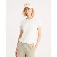 ATMOS - Camiseta Crop Manga Corta Plush Para Mujer Marfil