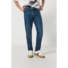 KOAJ - Jean tiro bajo 90´S azul oscuro con bota recta y cremal Hombre