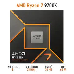 AMD - Procesador Ryzen 7 RYZEN 7 9700X AM5 Arquitectura Zen 5 Radeon