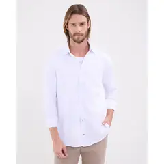 PATPRIMO - Camisa Para Hombre Manga Larga Sin Bolsillo Cuello Italiano Color Blanco Marca #44012575