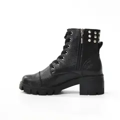 ANTONINA SHOES - Botines en Cuero Negro de Amarrar - Antonina