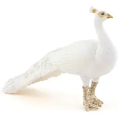 JUGANDO Y EDUCANDO - Figura Coleccionable Pavo Real Blanco Pintada A Mano Papo