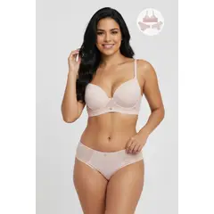 LILI PINK - Conjunto de tres piezas en microfibra y encaje