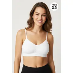 LILI PINK - Paquete x2 top sin costuras copas removibles