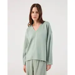 PATPRIMO - Buzo De Mujer Cuello V Marca Color Verde #30060072