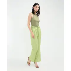 PATPRIMO - Pantalón En Efecto Lino Para Mujer Verde