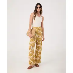 PATPRIMO - Pantalon Fluido Estampado  Para Mujer Amarillo