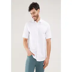 PATPRIMO - Camisa Manga Corta Oxford Para Hombre Blanco