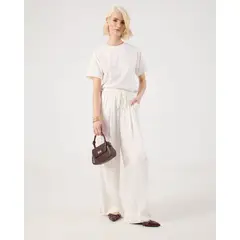 PATPRIMO - Pantalón Fluido Con Pretina Resortada Para Mujer Blanco