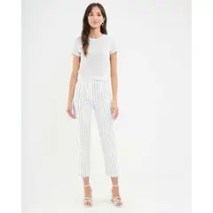 PATPRIMO - Pantalón Casual A Rayas Para Mujer Blanco