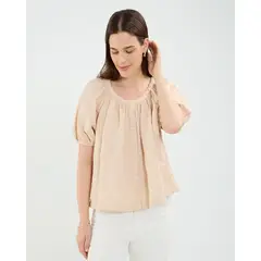 PATPRIMO - Blusa De Mujer Manga Corta Color Beige #30123437