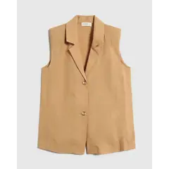 PATPRIMO - Chaleco Para Mujer Plano Marca Color Café #30250045