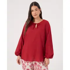 PATPRIMO - Blusa Bordada Con Cordon  Para Mujer Rojo