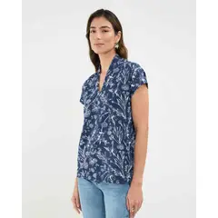 MALCREADO46449 - Camiseta Para Mujer Manga Corta Cuello V Color Azul Marca Patprimo #30093707